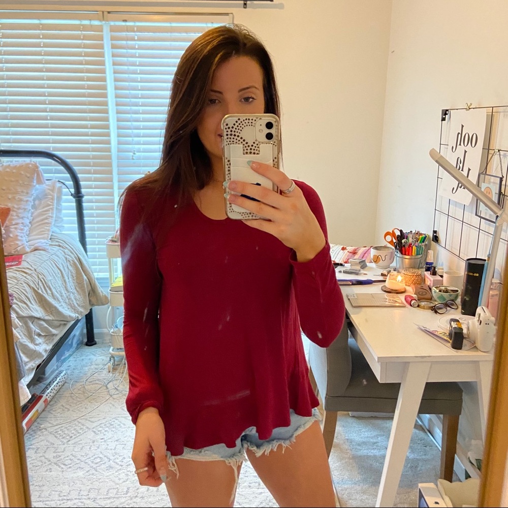 long sleeve open back shirt